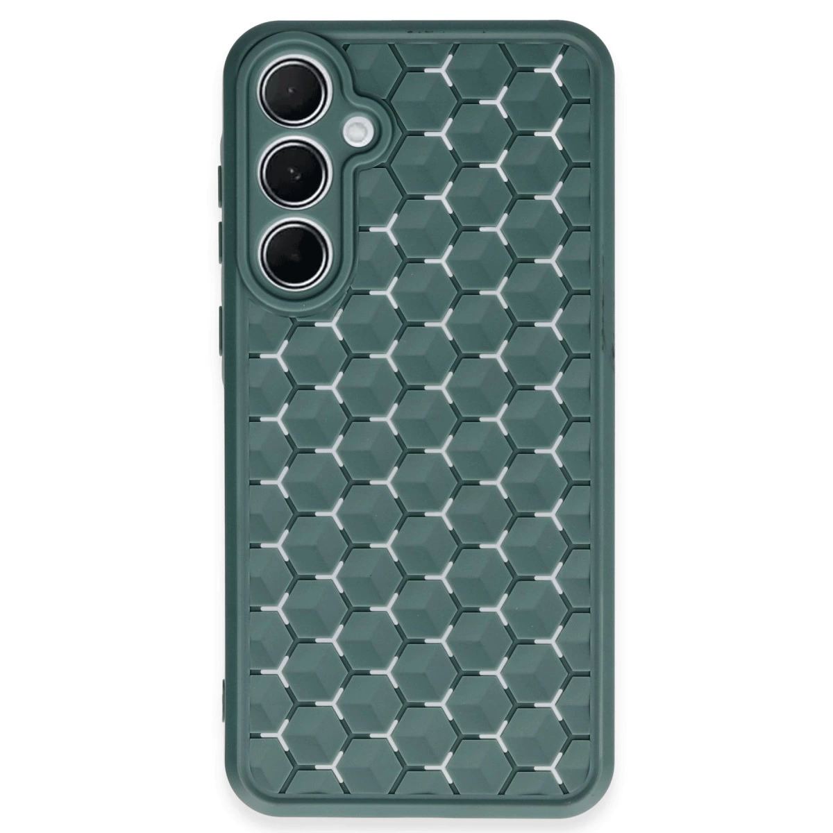 Samsung Galaxy A55 5g Kılıf Petek Silikon Kapak - Koyu Yeşil