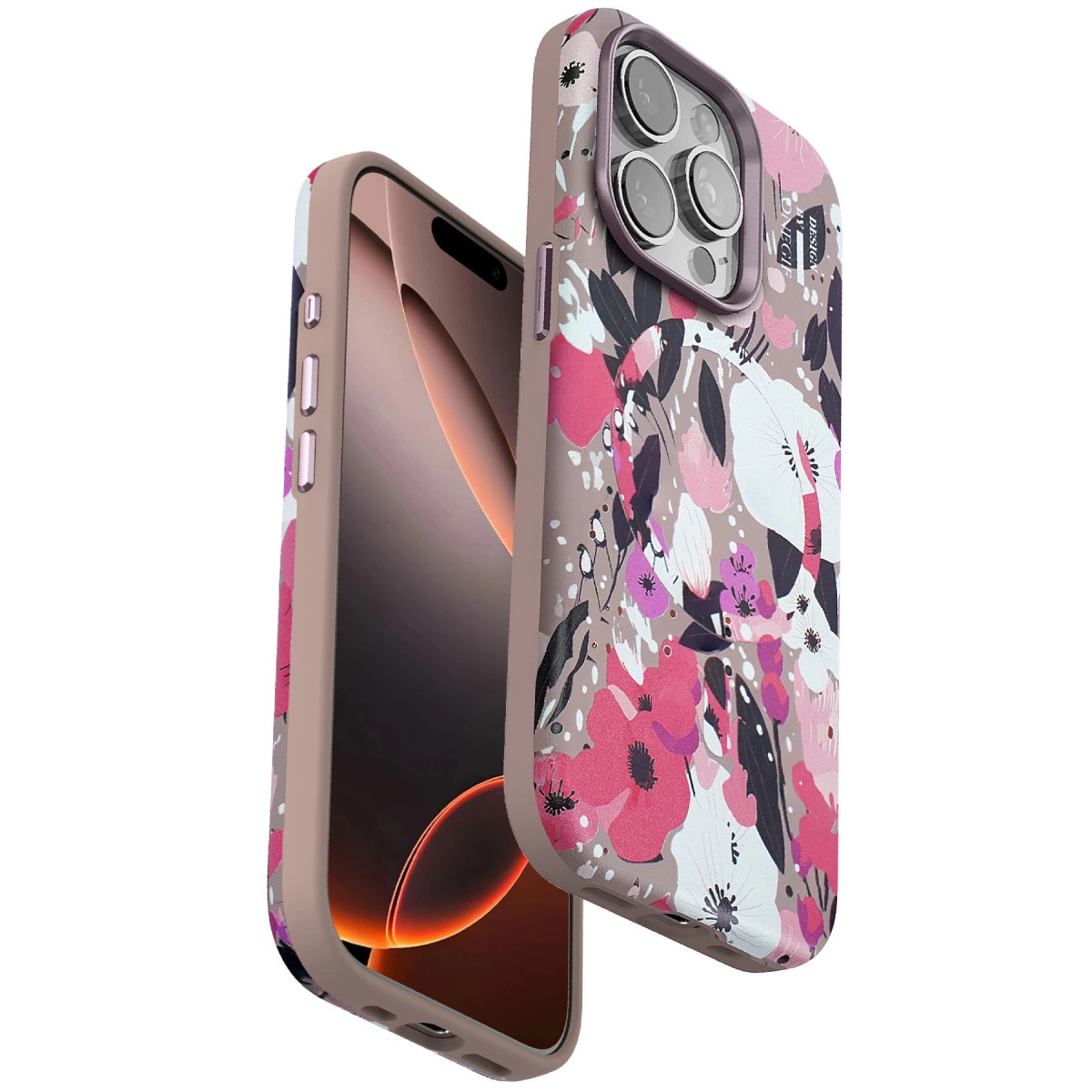 Onegif İphone 15 Pro Max Flower Series Magsafe Kapak - Pembe