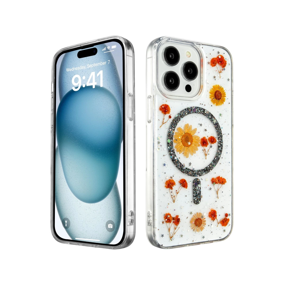 İphone 14 Pro Kılıf Daisy Simli Magsafe Kapak - Siyah