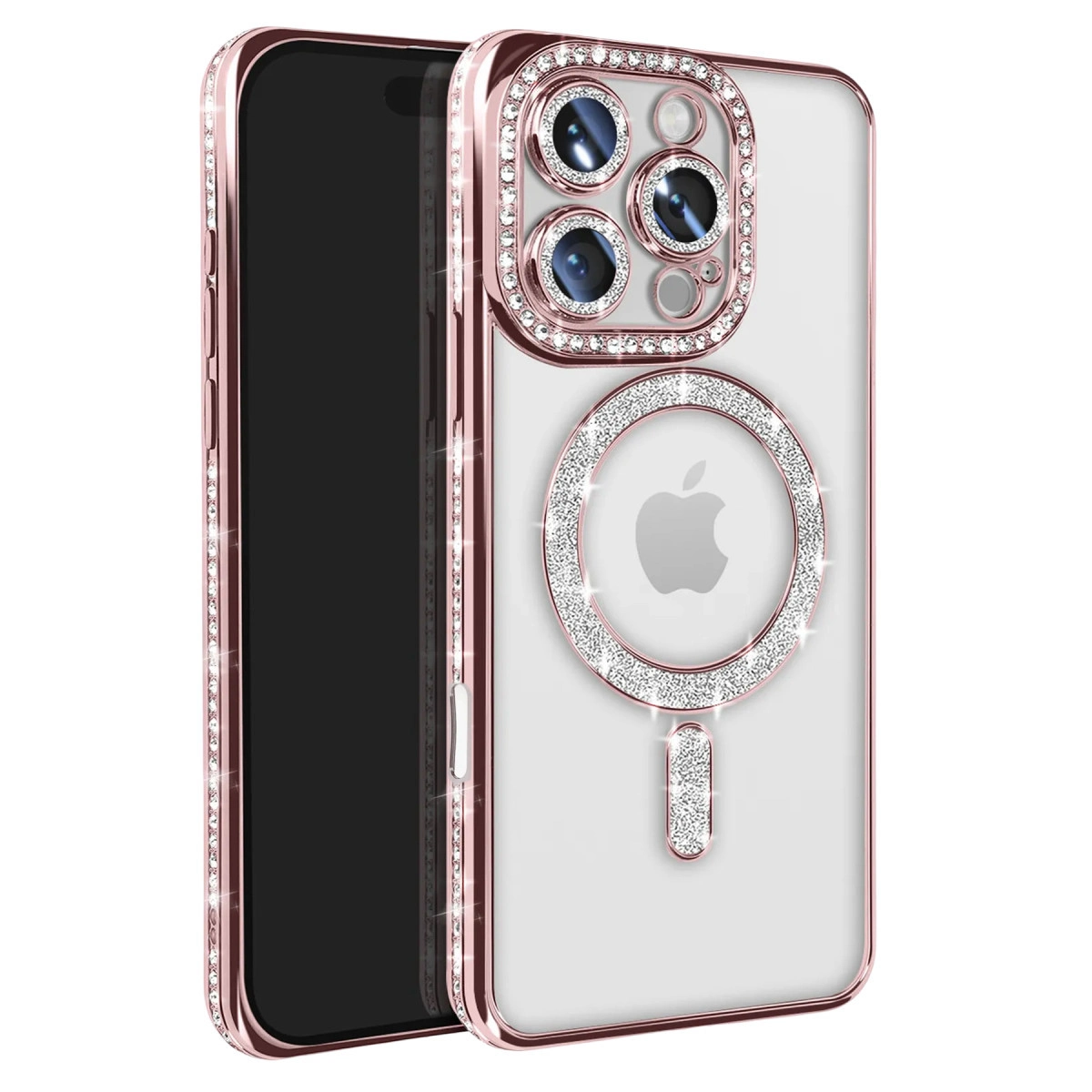 İphone 16 Pro Max Kılıf Joke Simli Magneticsafe Kılıf - Pembe