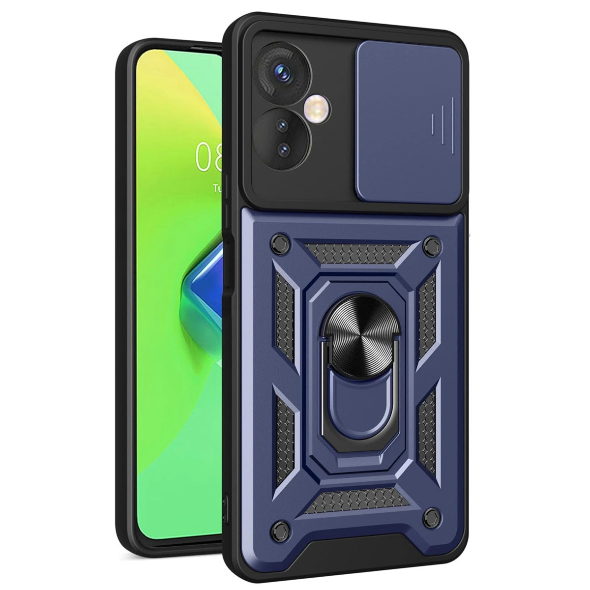 İnfinix Hot 30 4g Kılıf Pars Lens Yüzüklü Silikon - Lacivert