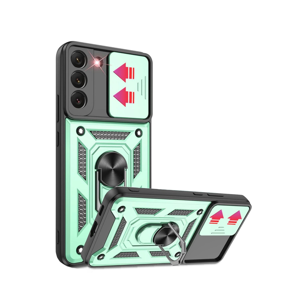 Samsung Galaxy S22 Kılıf Pars Lens Yüzüklü Silikon - Yeşil