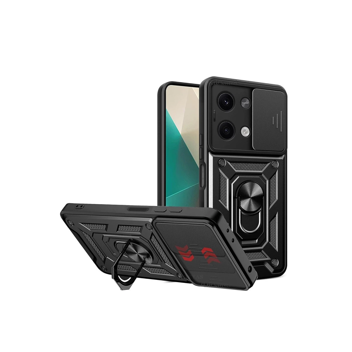 Xiaomi Poco X6 Kılıf Pars Lens Yüzüklü Silikon - Siyah