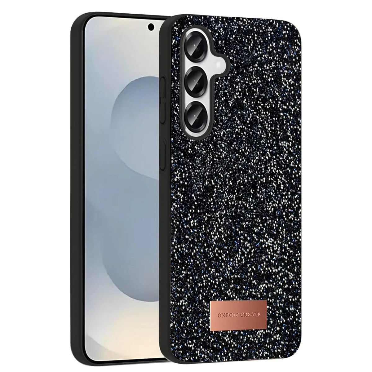 Onegif Samsung Galaxy S25 Bright Simli Kapak - Siyah