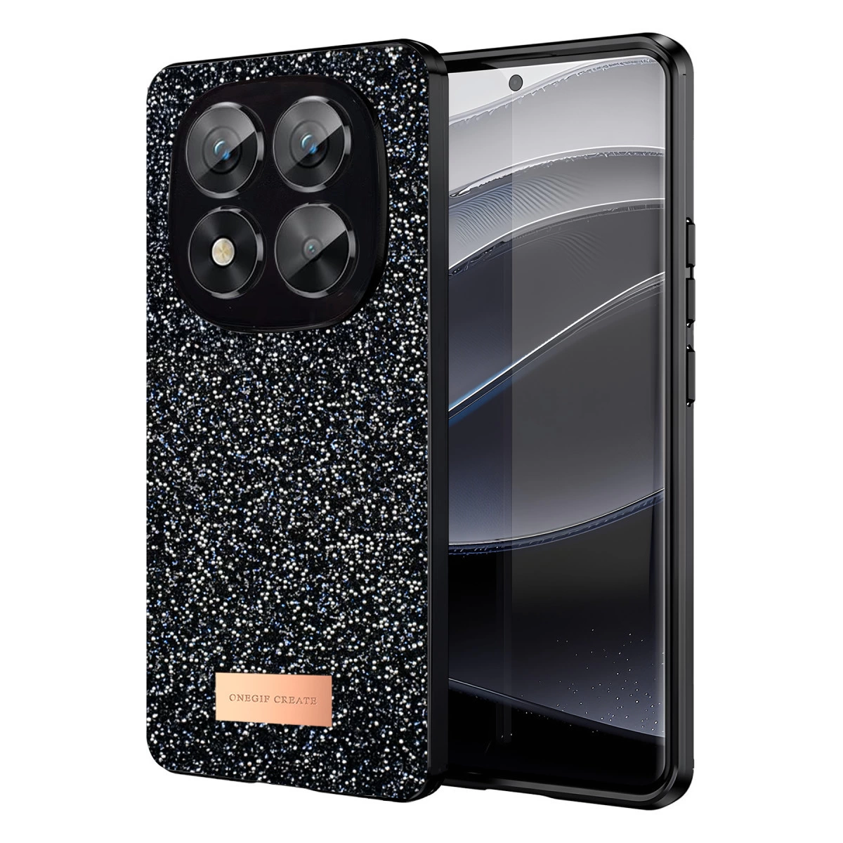 Onegif Xiaomi Redmi Note 14 Pro 5g Bright Simli Kapak - Siyah