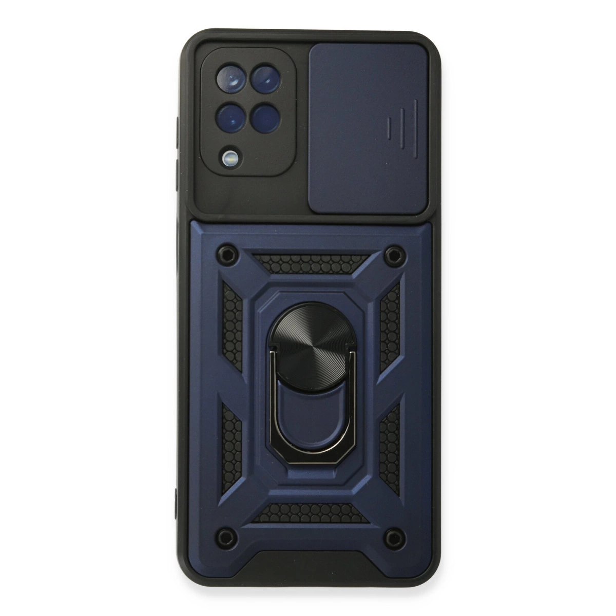 Samsung Galaxy A22 Kılıf Pars Lens Yüzüklü Silikon - Lacivert