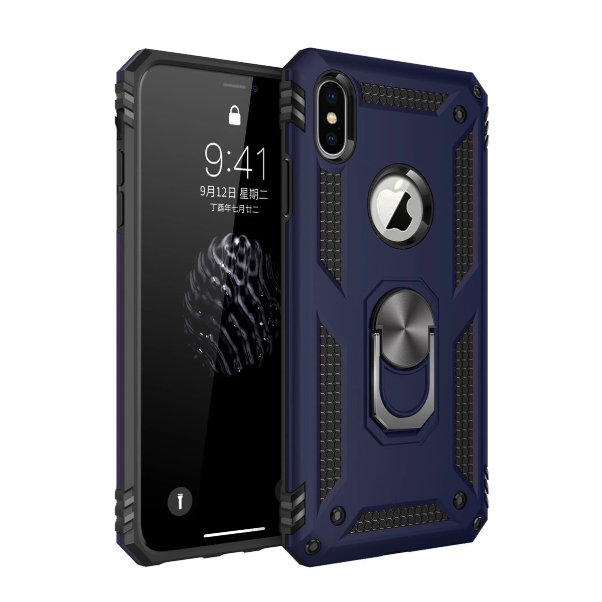 İphone Xs Max Kılıf Sofya Yüzüklü Silikon Kapak - Lacivert