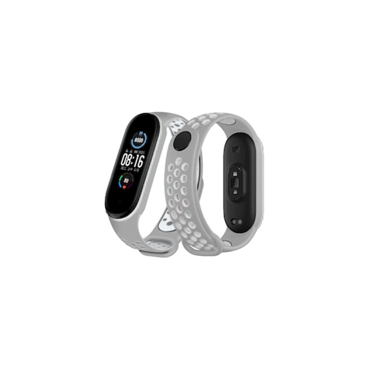 Xiaomi Mi Band 6 Spor Delikli Kordon - Gri-kırmızı