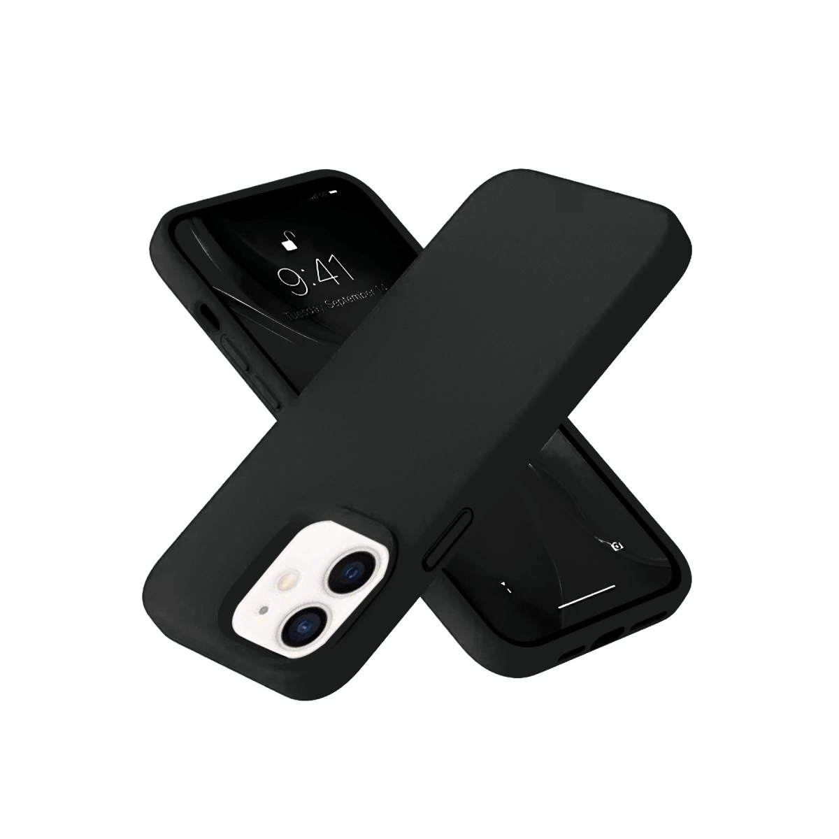 İphone 12 Kılıf Nano İçi Kadife Silikon- Siyah