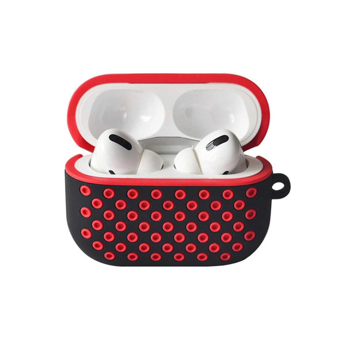 Airpods Pro 2 (2.nesil) Spor Delikli Kılıf - Siyah-kırmızı