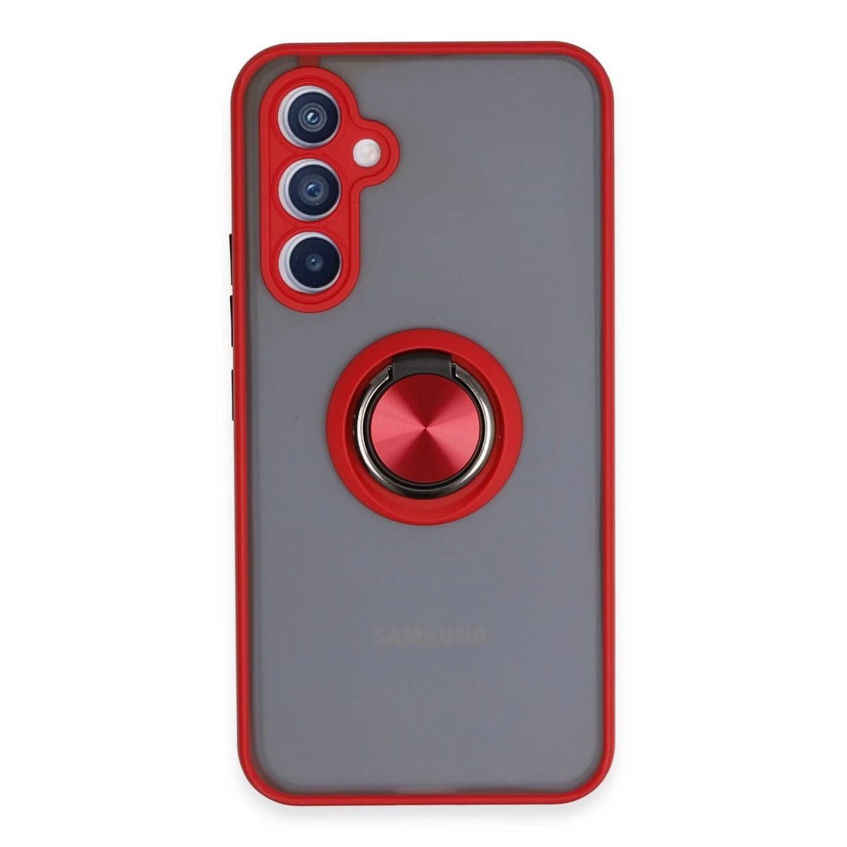 Samsung Galaxy A34 5g Kılıf Montreal Yüzüklü Silikon Kapak - Kırmızı