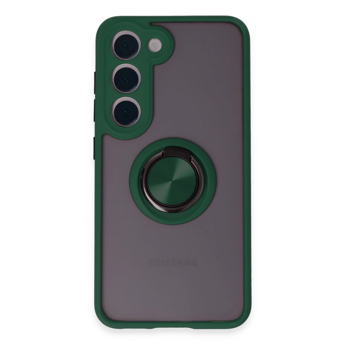 Samsung Galaxy S23 Kılıf Montreal Yüzüklü Silikon Kapak - Yeşil