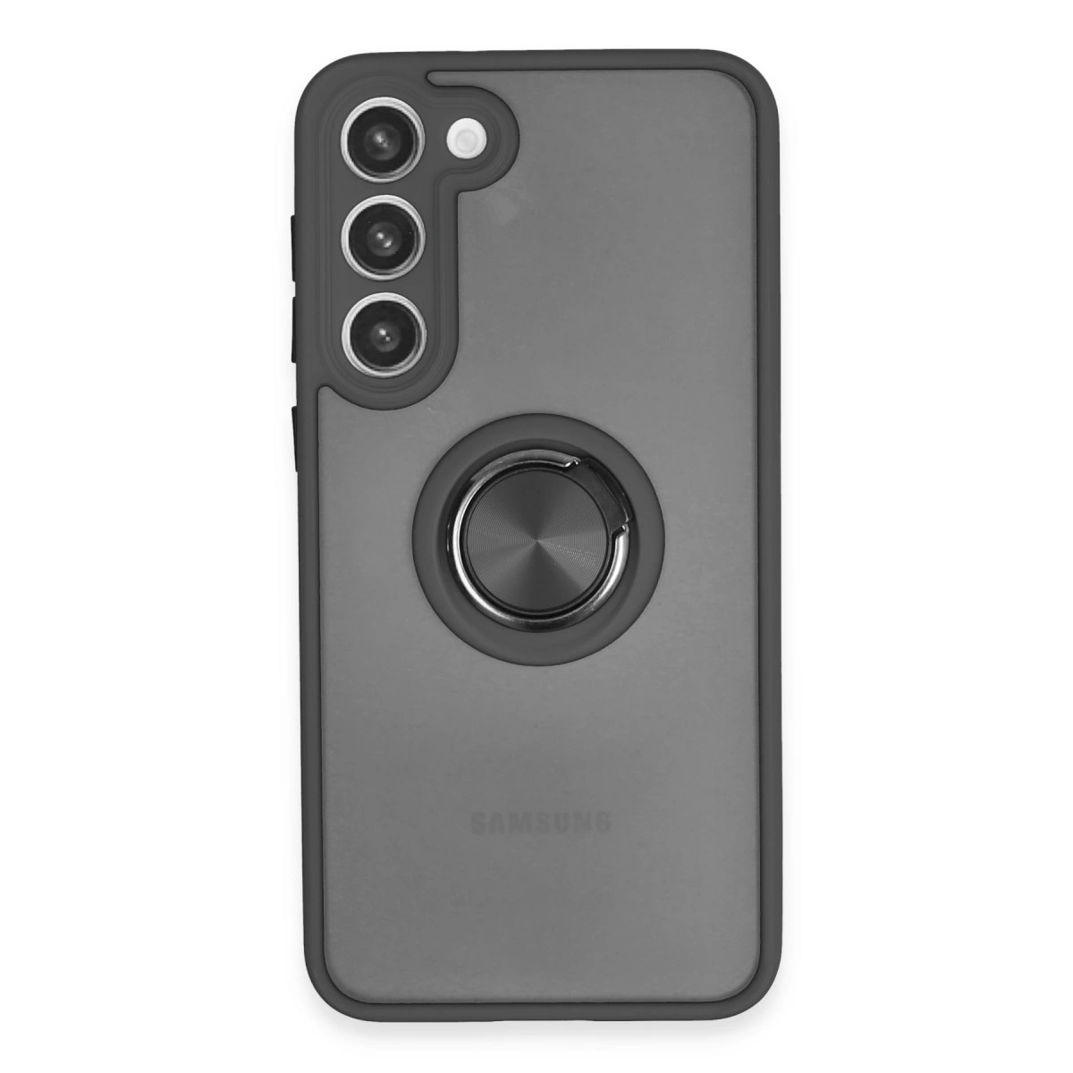 Samsung Galaxy S23 Plus Kılıf Montreal Yüzüklü Silikon Kapak - Siyah