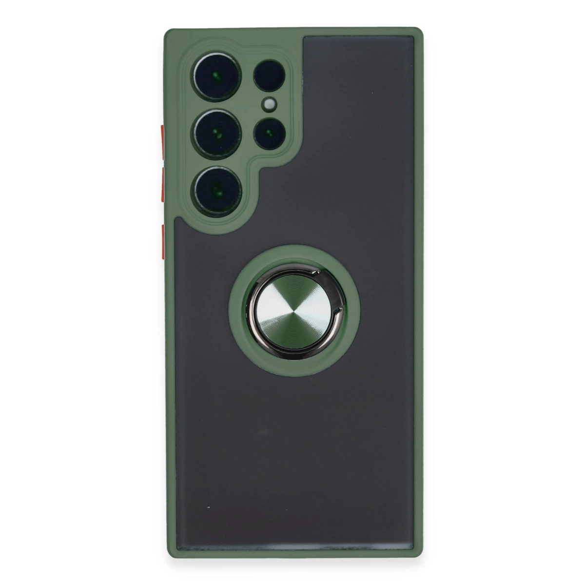 Samsung Galaxy S23 Ultra Kılıf Montreal Yüzüklü Silikon Kapak - Yeşil