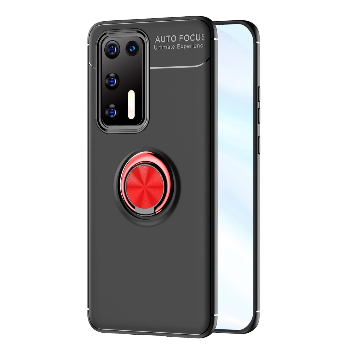 Huawei P40 Kılıf Range Yüzüklü Silikon - Siyah-kırmızı