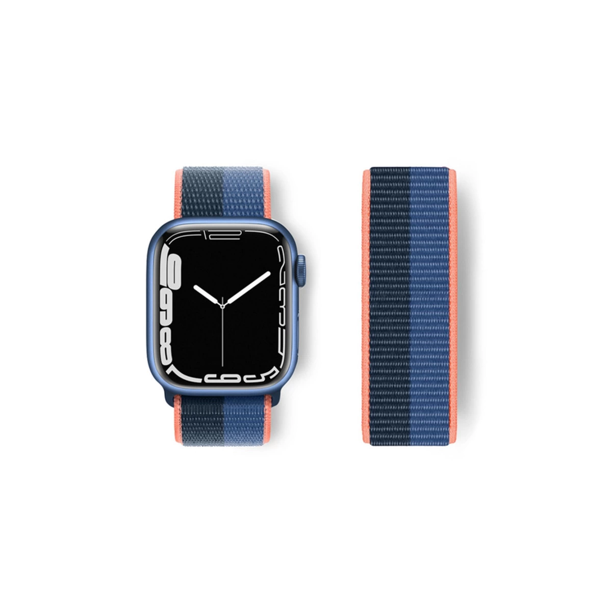 Apple Watch 38mm Hasırlı Cırtcırtlı Kordon - Siyah-mavi