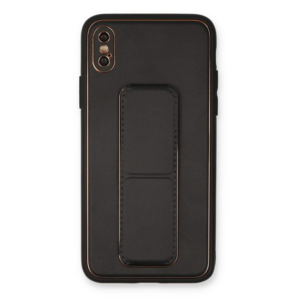 İphone Xs Max Kılıf Coco Deri Standlı Kapak - Siyah