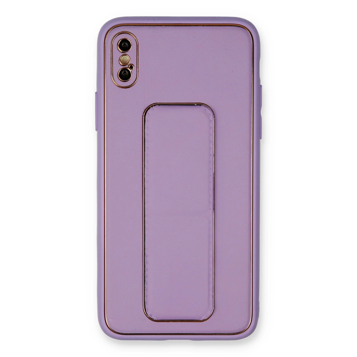 İphone Xs Max Kılıf Coco Deri Standlı Kapak - Koyu Lila