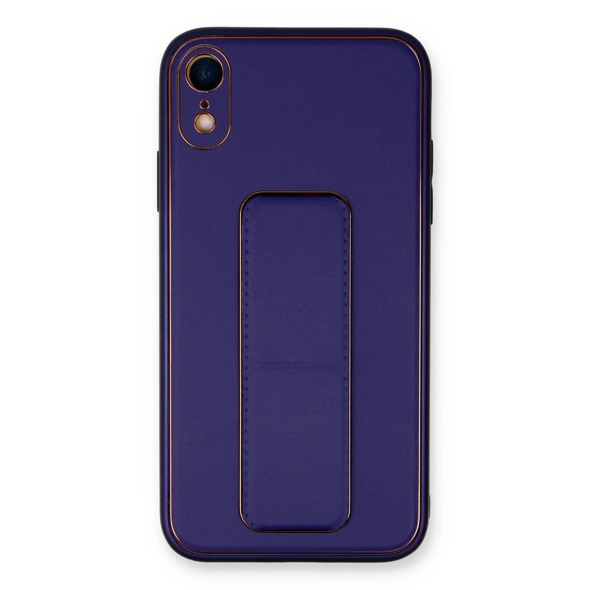 İphone Xr Kılıf Coco Deri Standlı Kapak - Mor