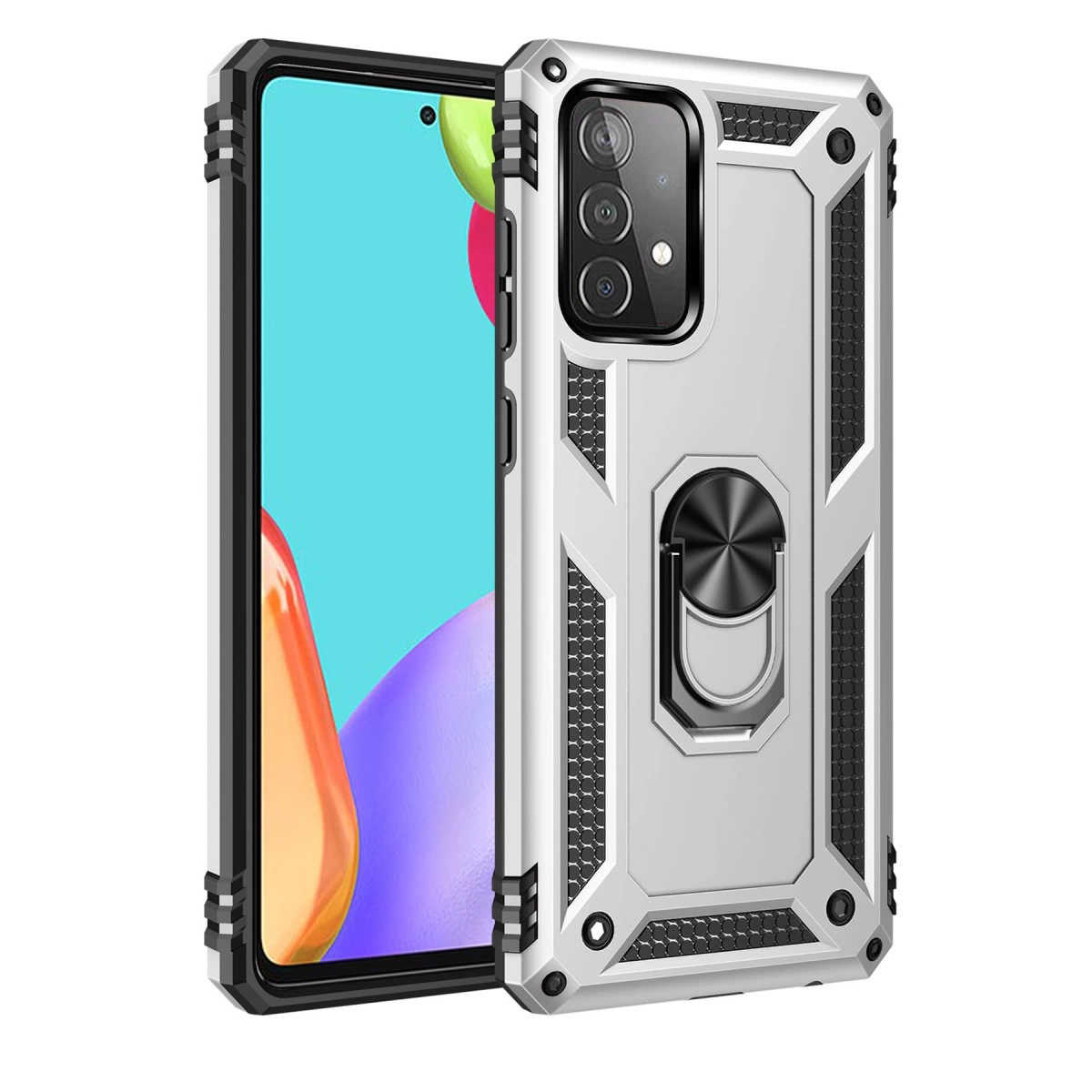 Samsung Galaxy A52 Kılıf Sofya Yüzüklü Silikon Kapak - Gümüş