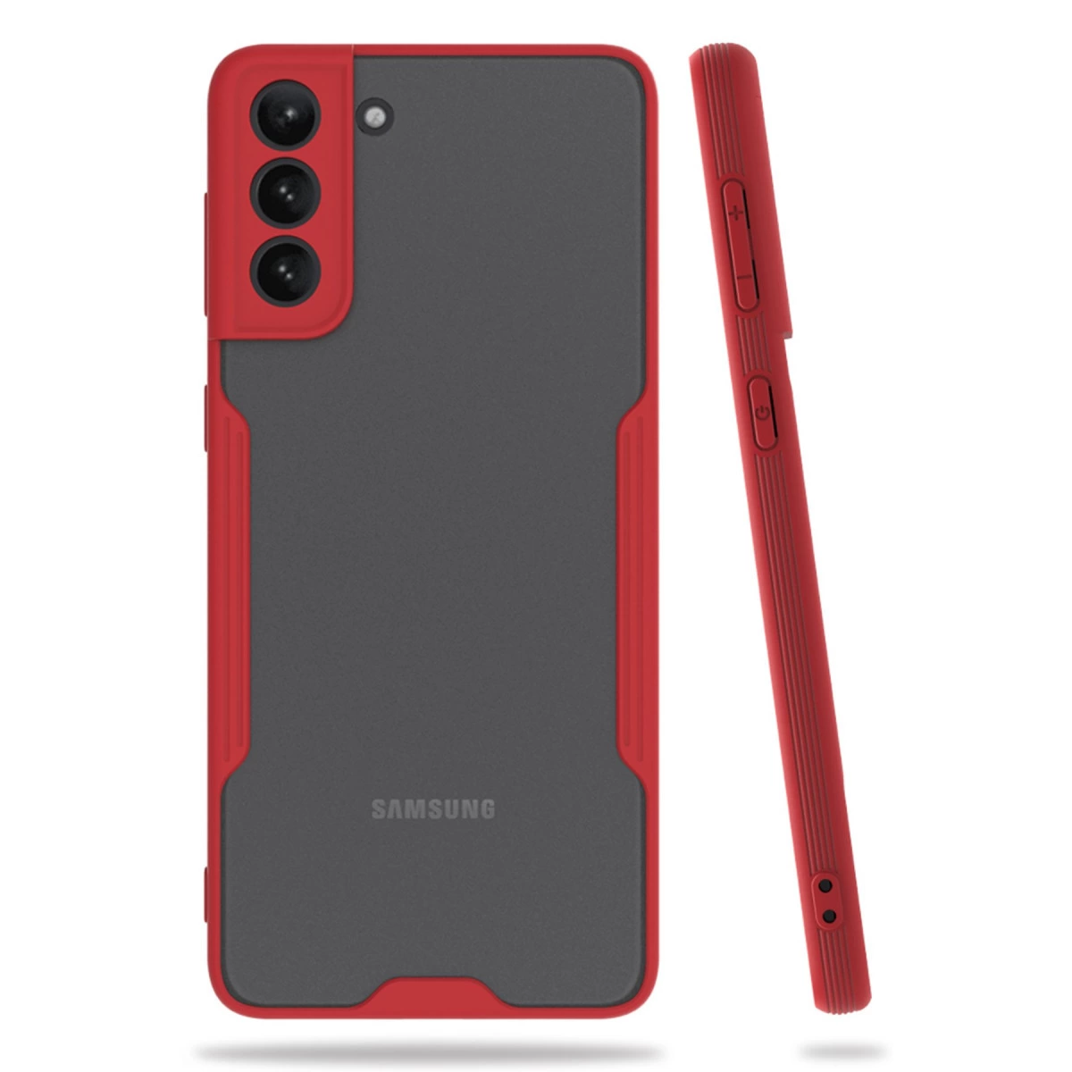 Samsung Galaxy S21 Plus Kılıf Platin Silikon - Kırmızı