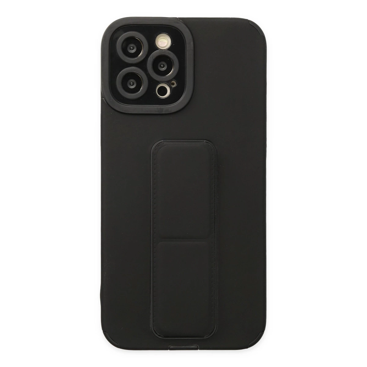 İphone 12 Pro Max Kılıf Mega Standlı Silikon - Siyah