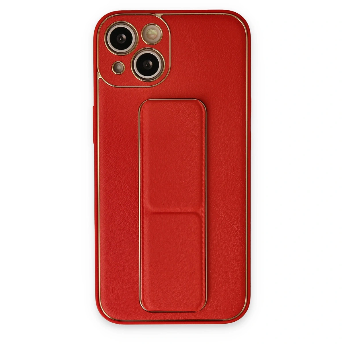 İphone 14 Kılıf Coco Deri Standlı Kapak - Kırmızı
