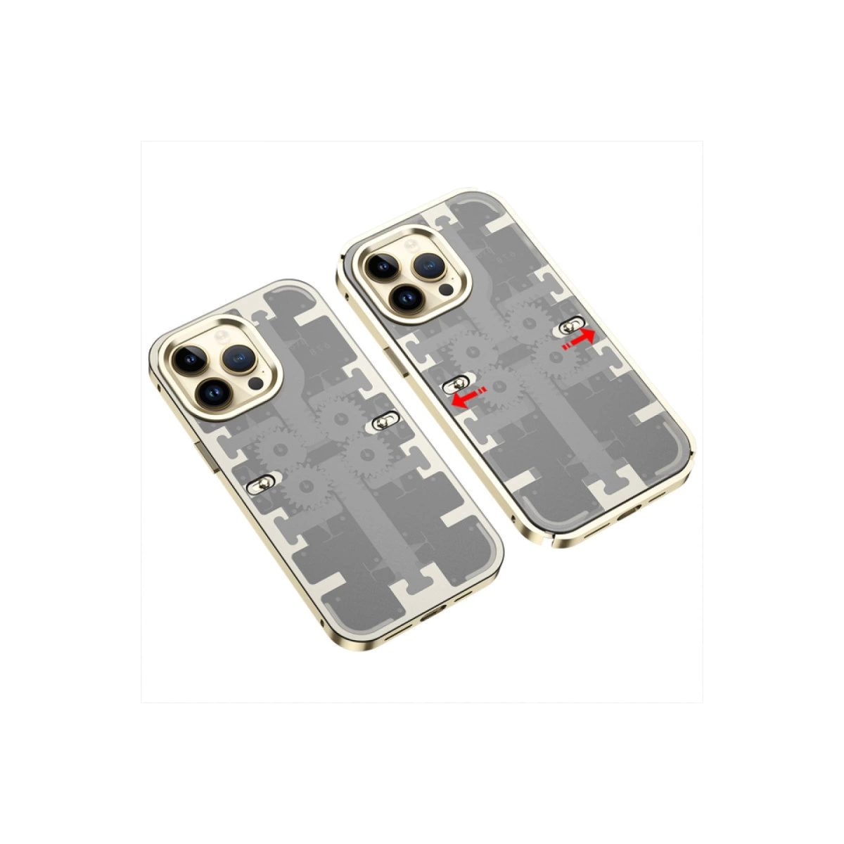 İphone 13 Pro Kılıf Mekanik Bumper Kapak - Gold