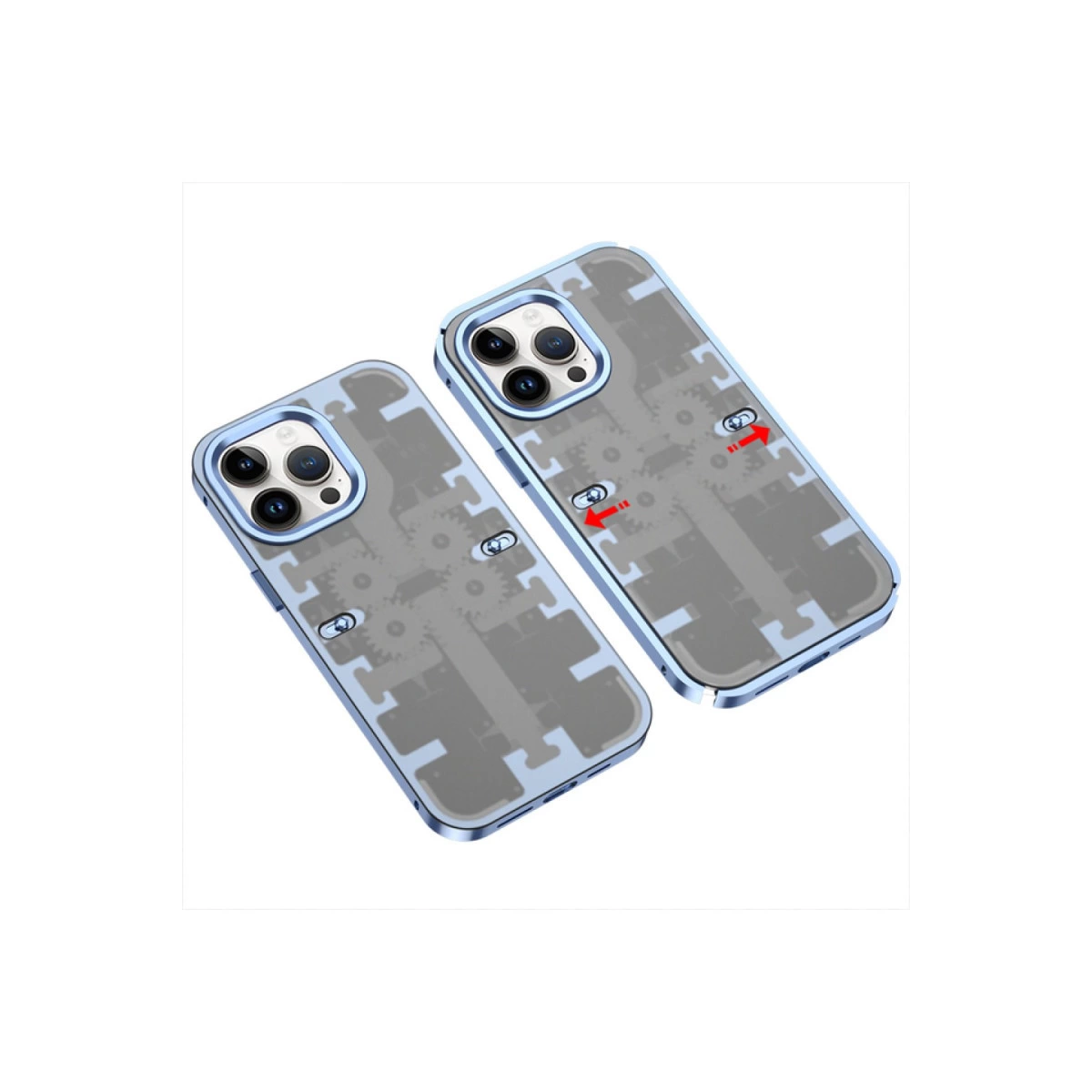 İphone 13 Pro Max Kılıf Mekanik Bumper Kapak - Mavi