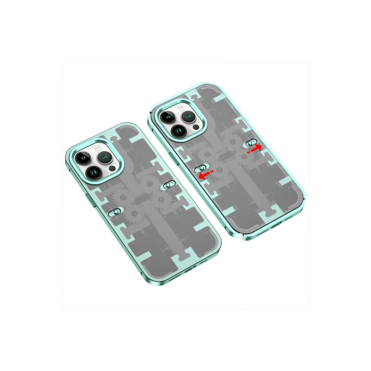 İphone 13 Pro Max Kılıf Mekanik Bumper Kapak - Yeşil