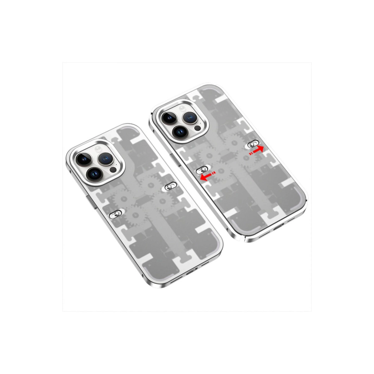 İphone 14 Pro Kılıf Mekanik Bumper Kapak - Gümüş