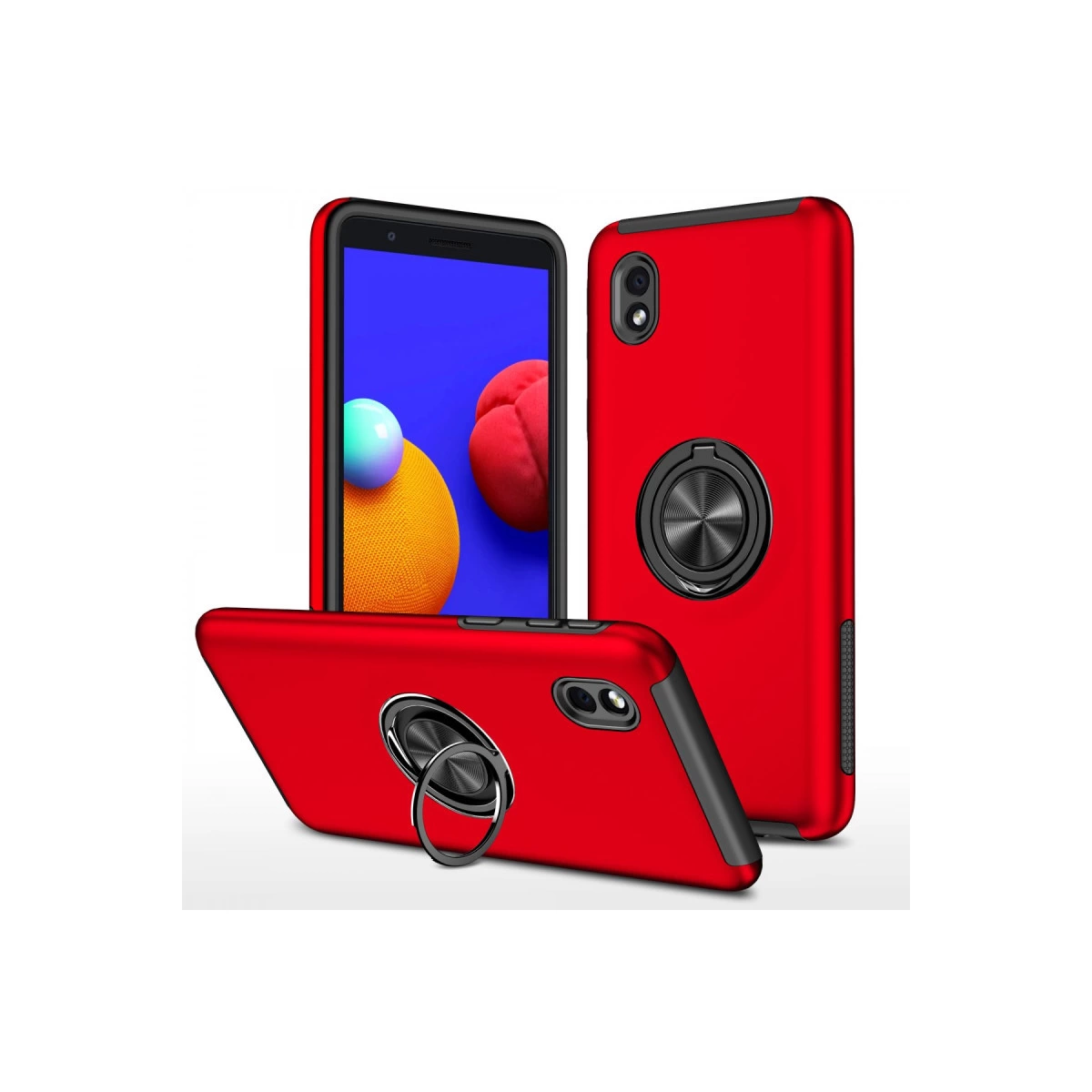 Samsung Galaxy A01 Core Kılıf Elit Yüzüklü Kapak - Kırmızı