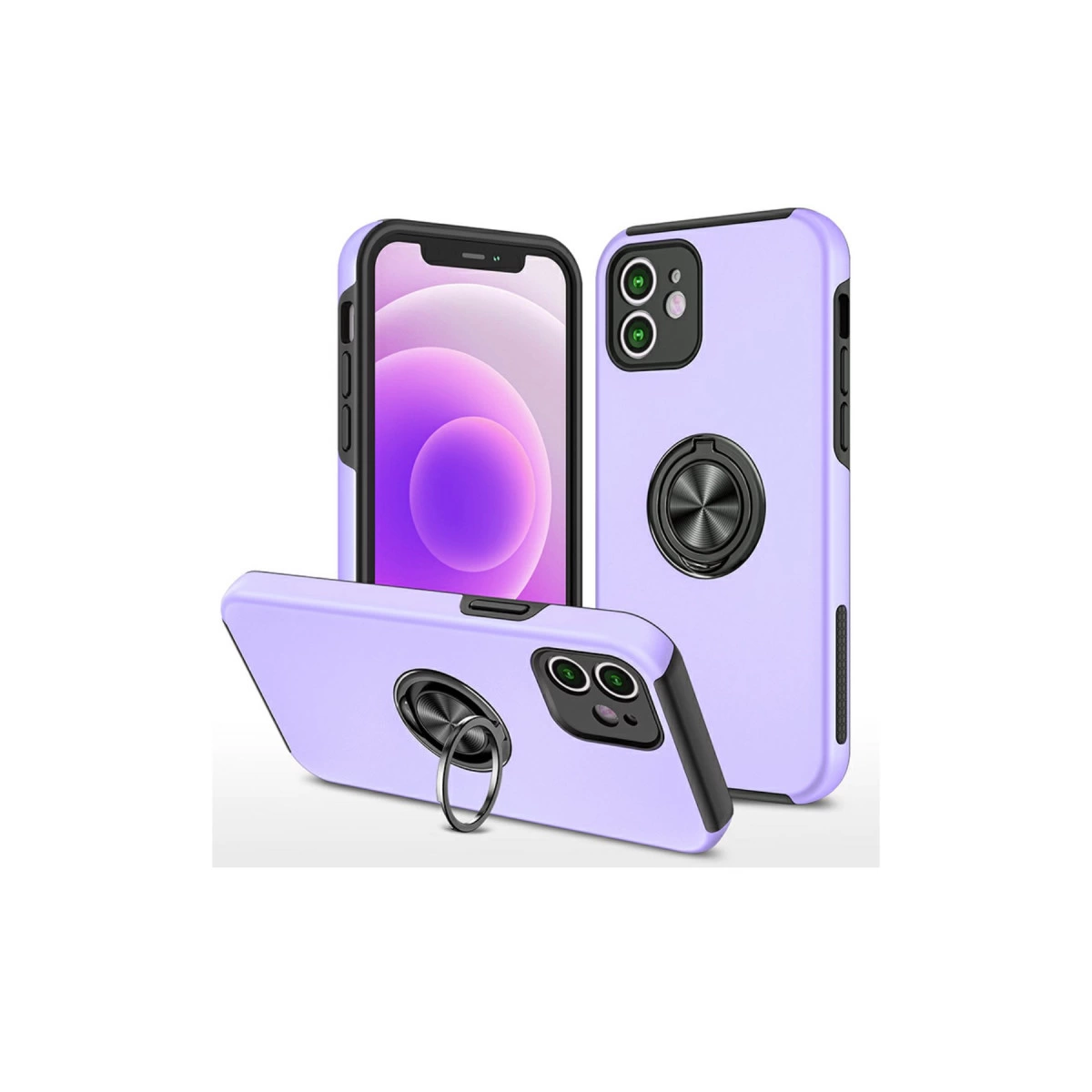 İphone 12 Mini Kılıf Elit Yüzüklü Kapak - Mor