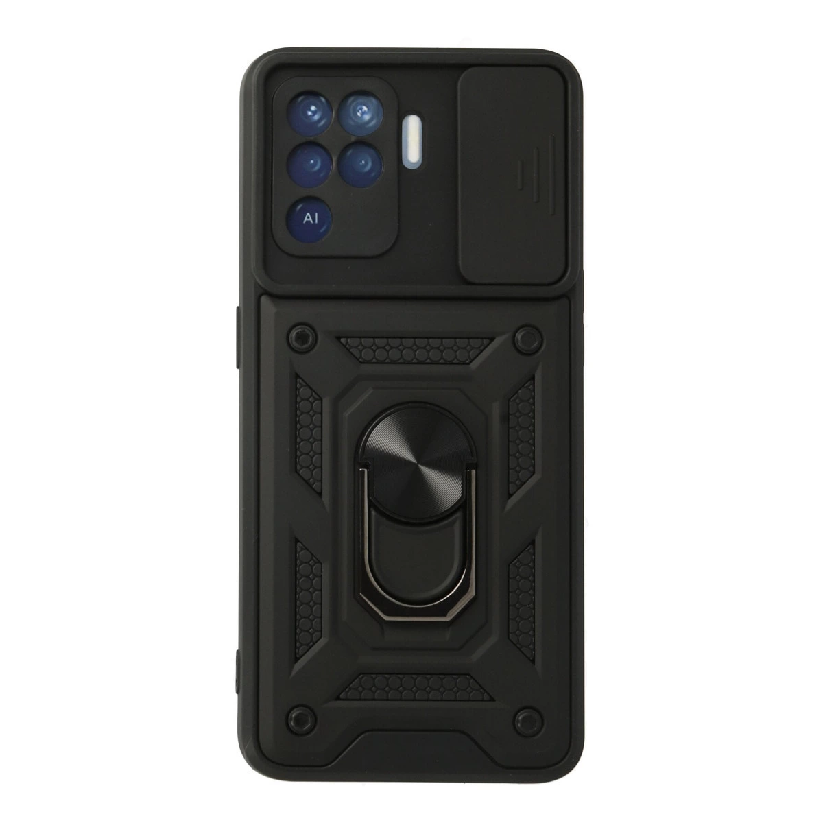 Oppo Reno 5 Lite Kılıf Pars Lens Yüzüklü Silikon - Siyah