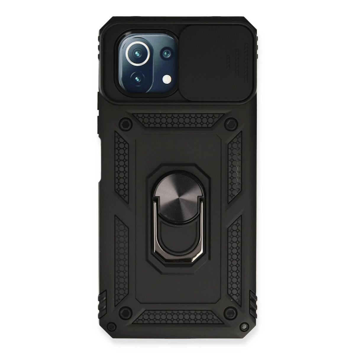 Xiaomi Mi 11 Lite Kılıf Pars Lens Yüzüklü Silikon - Siyah