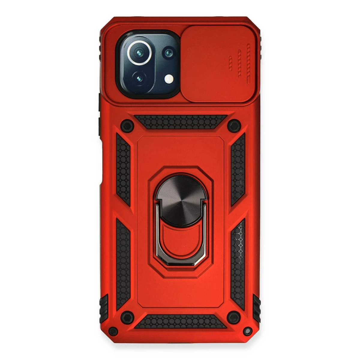 Xiaomi Mi 11 Lite Kılıf Pars Lens Yüzüklü Silikon - Kırmızı