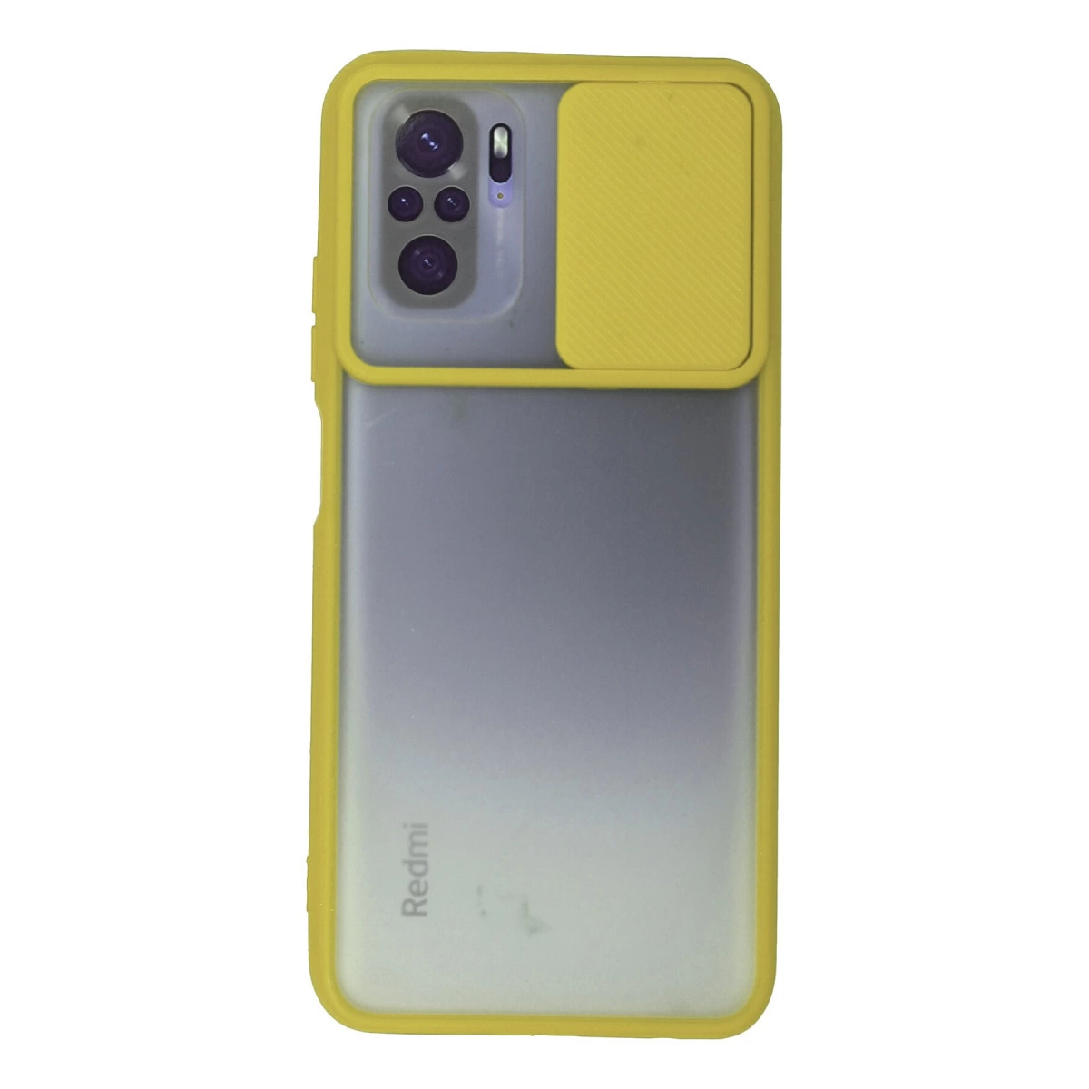 Xiaomi Redmi Note 10 Kılıf Palm Buzlu Kamera Sürgülü Silikon - Sarı