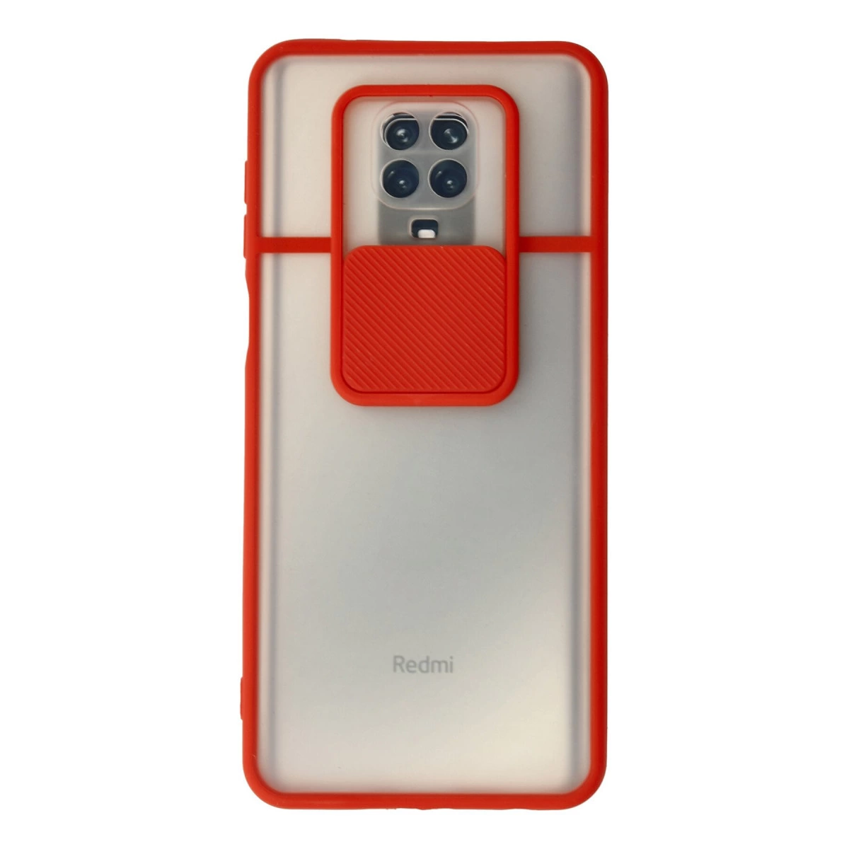 Xiaomi Redmi Note 9 Pro Kılıf Palm Buzlu Kamera Sürgülü Silikon - Kırmızı