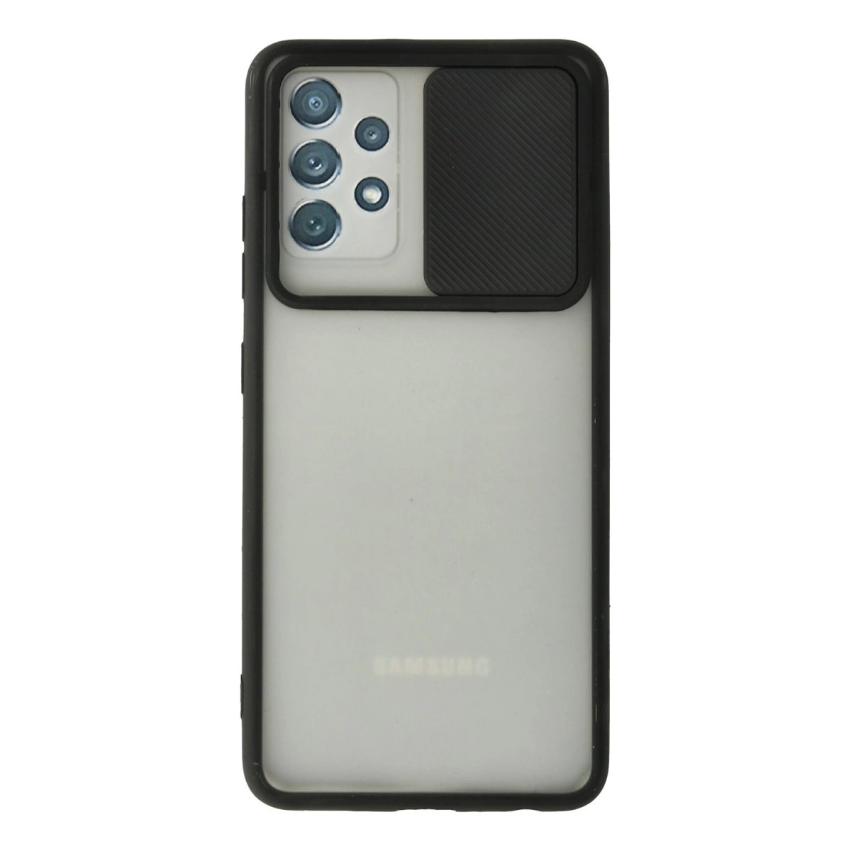 Samsung Galaxy A72 Kılıf Palm Buzlu Kamera Sürgülü Silikon - Siyah