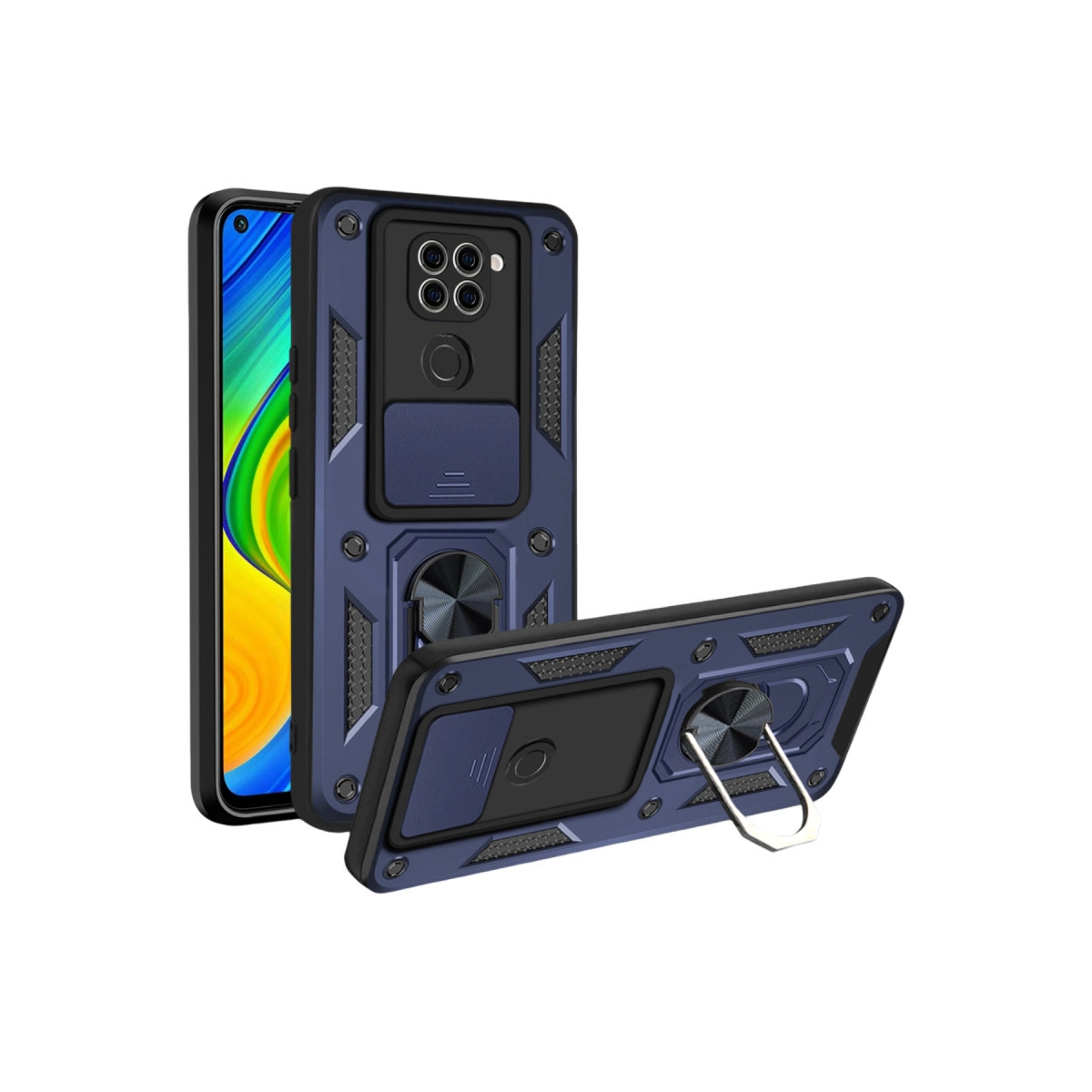 Xiaomi Redmi Note 9 4g Kılıf Pars Lens Yüzüklü Silikon - Lacivert