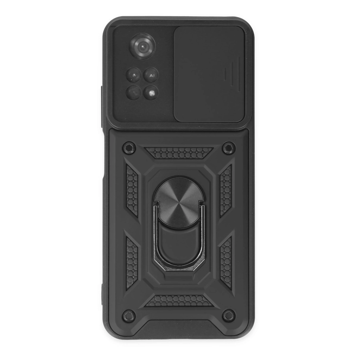 Xiaomi Poco M4 Pro 4g Kılıf Pars Lens Yüzüklü Silikon - Siyah