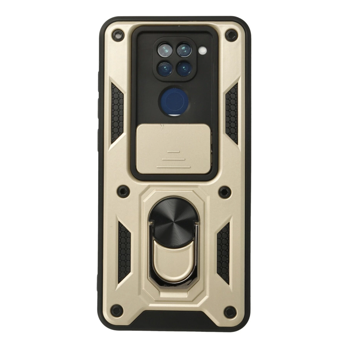 Xiaomi Redmi Note 9 Kılıf Pars Lens Yüzüklü Silikon - Gold