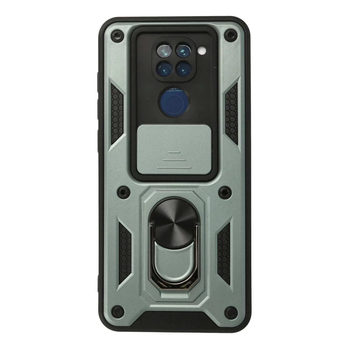 Xiaomi Redmi Note 9 Kılıf Pars Lens Yüzüklü Silikon - Yeşil