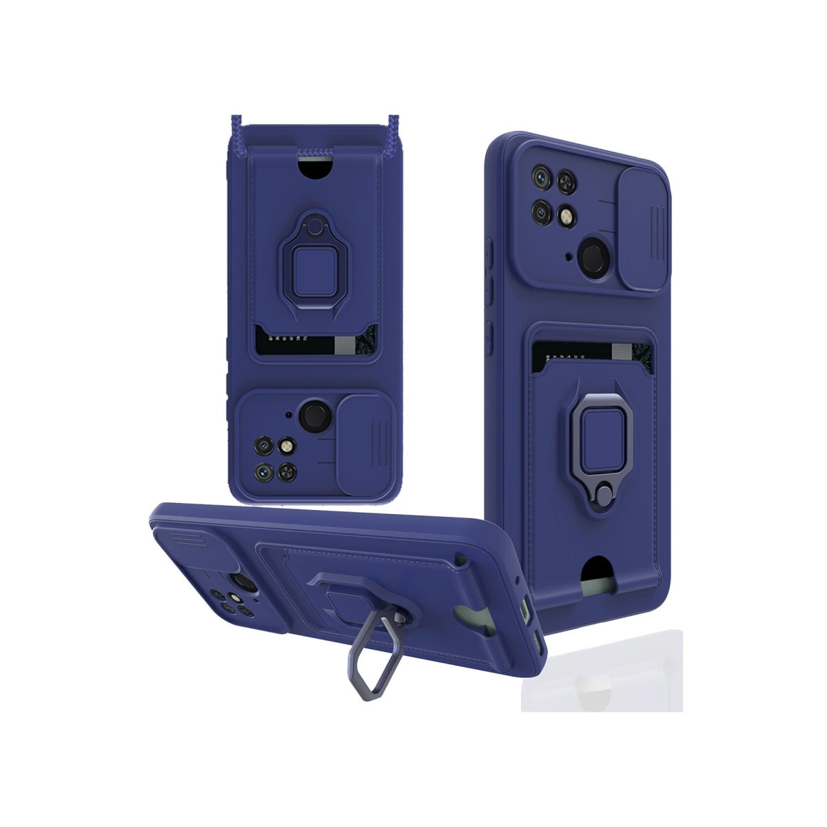 Xiaomi Redmi 10c Kılıf Zuma Kartvizitli Yüzüklü Silikon - Lacivert