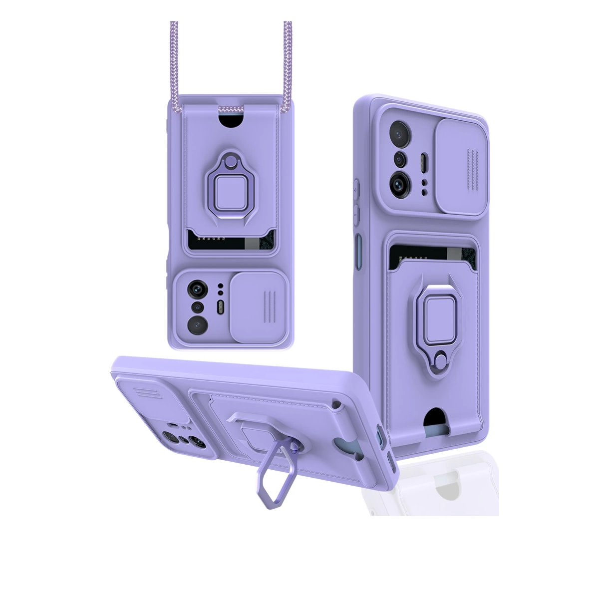 Xiaomi Mi 11t Pro Kılıf Zuma Kartvizitli Yüzüklü Silikon - Lila