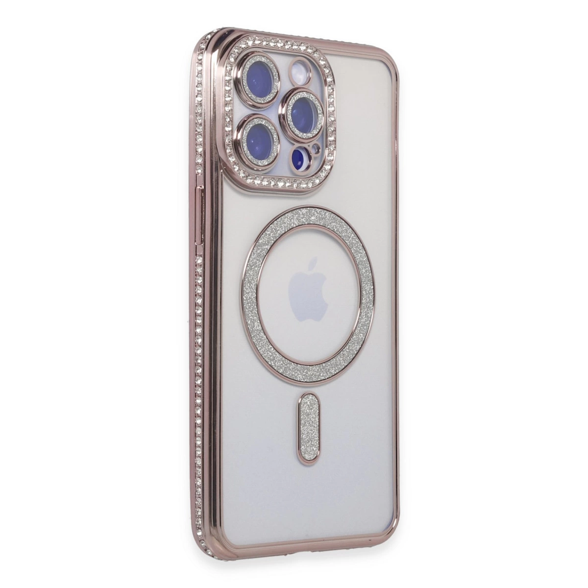 İphone 15 Pro Kılıf Joke Simli Magneticsafe Kılıf - Pembe