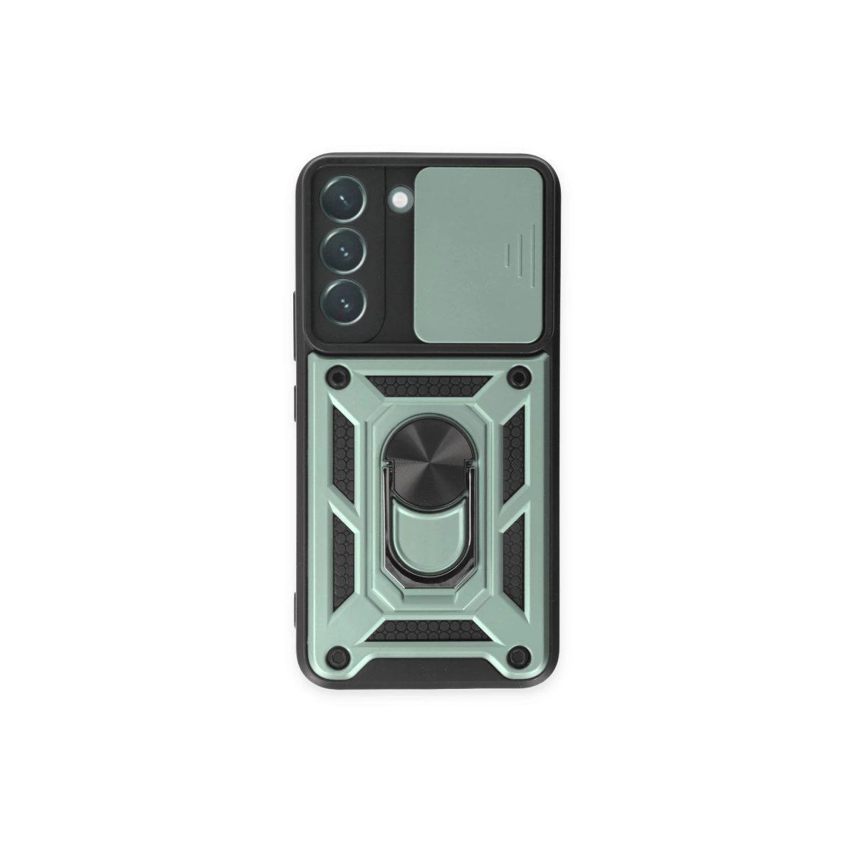 Samsung Galaxy S23 Kılıf Pars Lens Yüzüklü Silikon - Yeşil