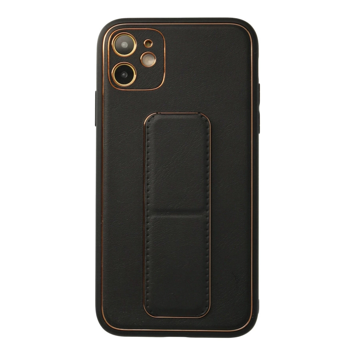 İphone 12 Kılıf Coco Deri Standlı Kapak - Siyah