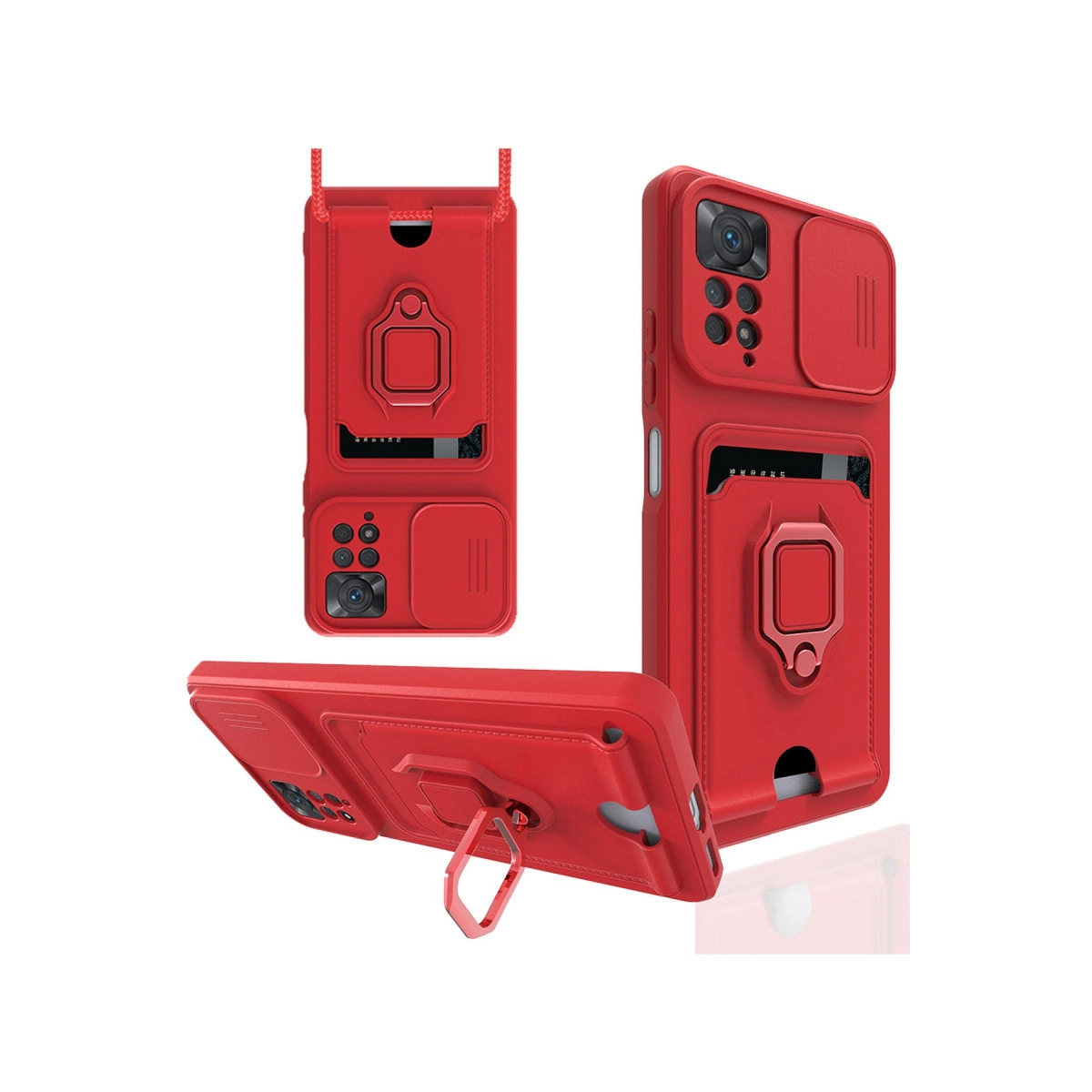 Xiaomi Redmi Note 12 Pro 4g Kılıf Zuma Kartvizitli Yüzüklü Silikon - Kırmızı