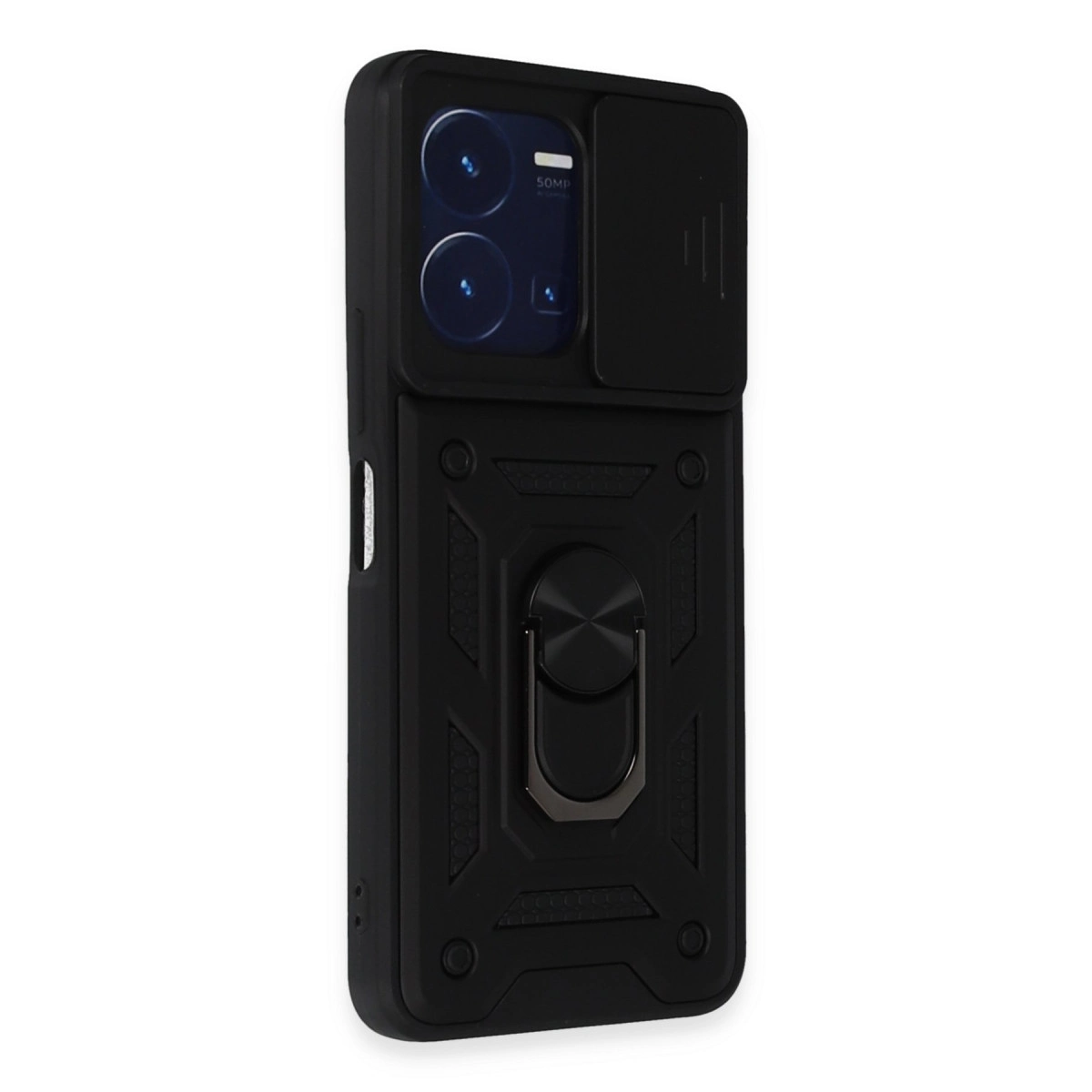 Vivo Y35 Kılıf Pars Lens Yüzüklü Silikon - Siyah